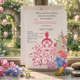 Blush Floral Quinceañera 15. Geburtstag Einladung