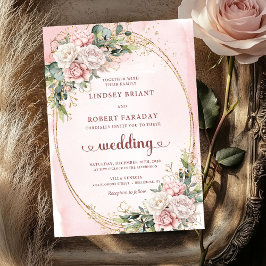 Blush Floral Rose Gold Modern Greenery Wedding  Einladung