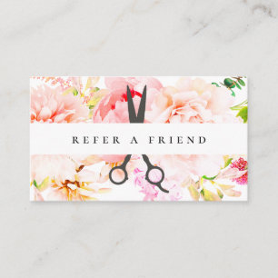 Blush Floral Salon Scheren Logo Reader A Friend Visitenkarte