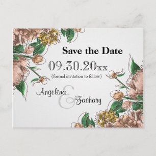 Blush Floral Save the Date Hochzeitkarte Ankündigungspostkarte