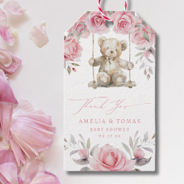 Blush Floral Teddy Bear Baby Girl Vielen Dank Geschenkanhänger