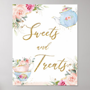 Blush Floral Tee Party Süßigkeiten & Leckereien Br Poster