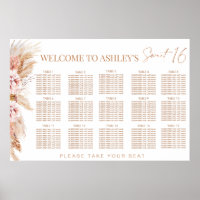 Blush Floral Terracotte Sweet 16 Seating Chart