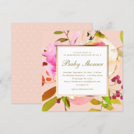 Blush Floral Wasserfarbe mit Dots Baby Dusche Einladung