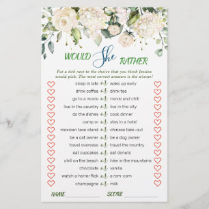 Blush Floral Watercolor Brautparty Spiel