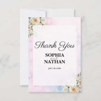 Blush Floral Wedding Danke Karte