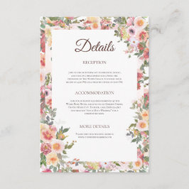 Blush Floral Wedding Details Card Begleitkarte