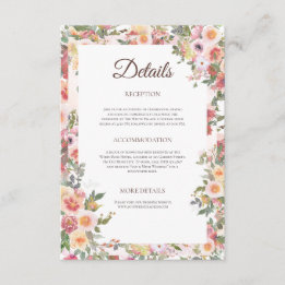 Blush Floral Wedding Details Card Begleitkarte