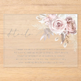 Blush Floral Wedding Details Eintrittskarte Acryleinladungen