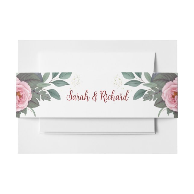 Blush Floral Wedding Einladungsbanderole (Vorderseite Beispiel)