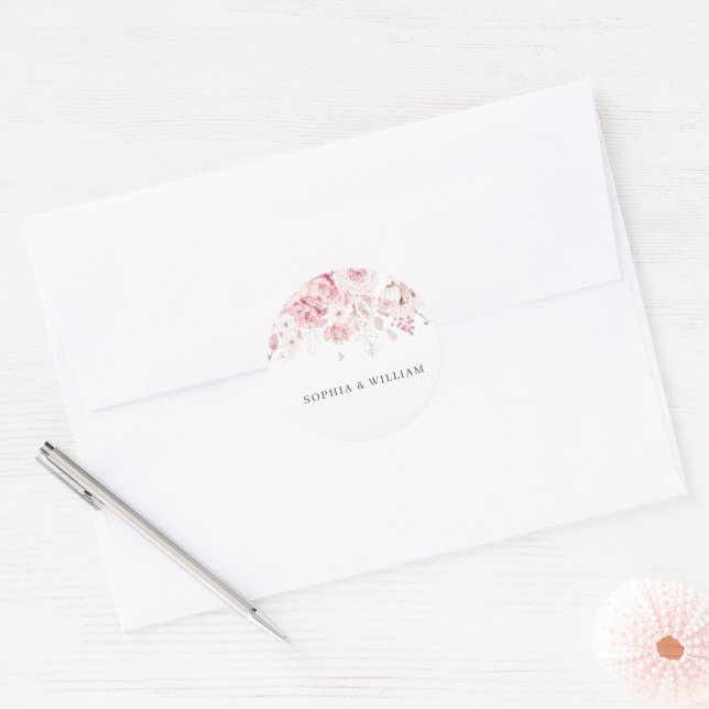 Blush Floral Wedding Envelope Seal Favor Sticker (Umschlag)