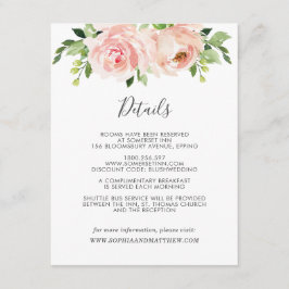 Blush Floral Wedding Guest Details Begleitkarte