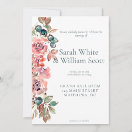 Blush Floral Wedding Invitation Einladung