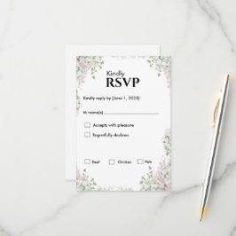 Blush Floral Wedding | Minimalistisches Skript RSVP Karte