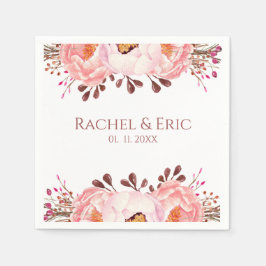 Blush Floral Wedding Napkin mit Individuellen Name Serviette