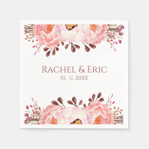 Blush Floral Wedding Napkin mit Individuellen Name Serviette
