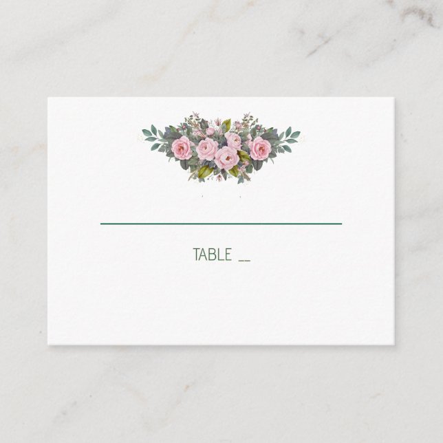 Blush Floral Wedding Platzkarten (Vorderseite)