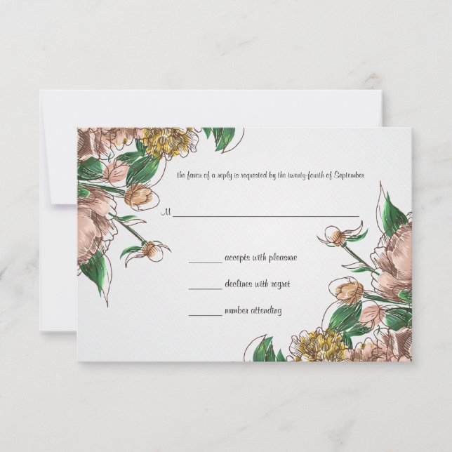 Blush Floral Wedding RSVP Response Card (Vorderseite)
