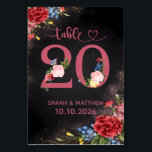 Blush Floral Wedding Table Number 20 Card Tischnummer<br><div class="desc">Create a romantic and elegant reception with this blush floral wedding table number card. Featuring soft pink peonies, delicate blue florals, and a modern script “Table” design, this card adds a timeless and luxurious touch to your wedding décor. Perfect for romantic, garden, spring, or classic weddings, this design blends beautifully...</div>