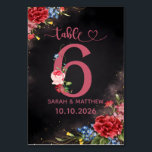 Blush Floral Wedding Table Number  6 Card Tischnummer<br><div class="desc">Create a romantic and elegant reception with this blush floral wedding table number card. Featuring soft pink peonies, delicate blue florals, and a modern script “Table” design, this card adds a timeless and luxurious touch to your wedding décor. Perfect for romantic, garden, spring, or classic weddings, this design blends beautifully...</div>