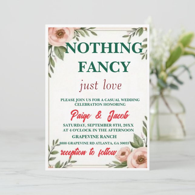 Blush Floral Wedding Template - elegant Einladung (Stehend Vorderseite)