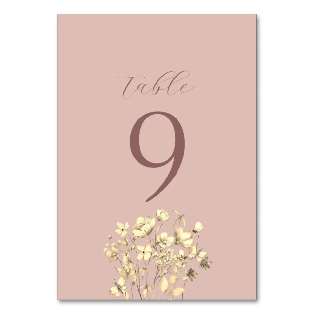 Blush Floral Wedding Tischnummer (Vorderseite)