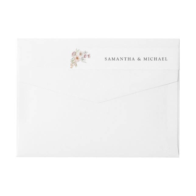 Blush Floral Wedding Wraparound Address Label (Rückseite)