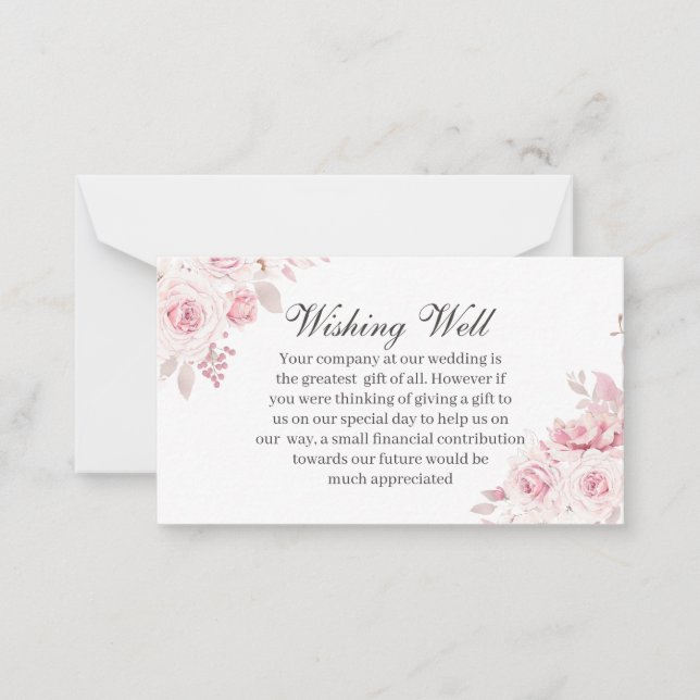 Blush Floral Wedding Wunschkarte Mitteilungskarte (Vorderseite)