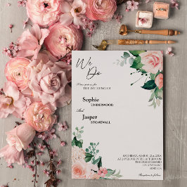 Blush floral weiß wir Hochzeit Einladung