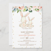 Blush Floral White Bunnies Girls Babydusche