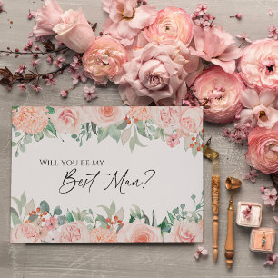 Blush Floral White Mariage Best Man Carte de propo