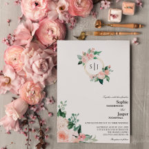 Blush Floral White Monogram Weditation