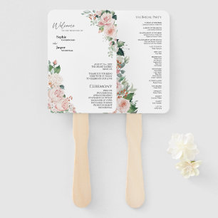 Blush Floral White Wedding Program Fan Fächer