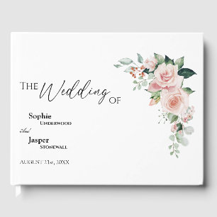 Blush Floral White Wedge Guest Book Gästebuch
