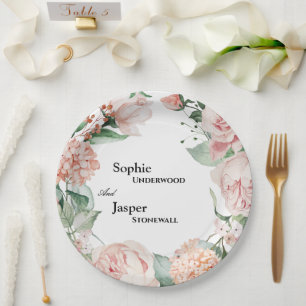 Blush Floral White Wedpaper Teller