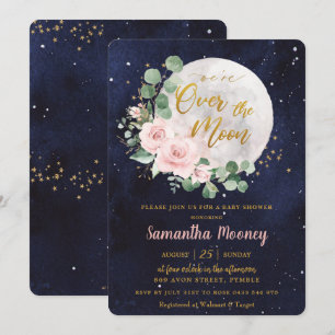 Blush Floral Wir sind über der Mond Girl Babydusch Einladung