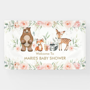 Blush Floral Woodland Animal Baby Dusche Hintergru Banner