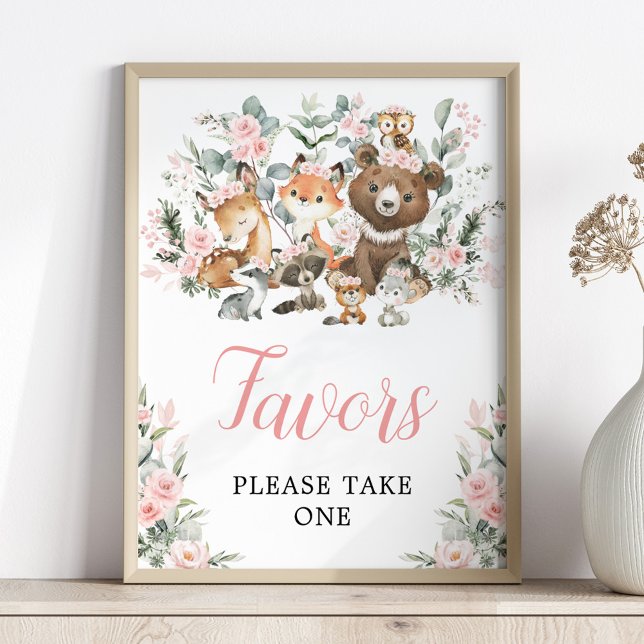 Blush Floral Woodland Tiere Favoriten Zeichen Poster (Von Creator hochgeladen)