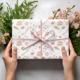 Blush Floral Wrapping Paper Flat Sheet Set 3 Geschenkpapier Set