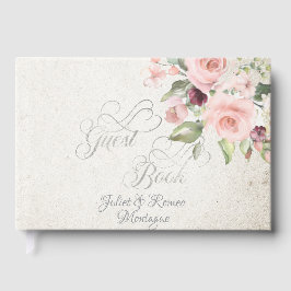 Blush Floral & Wreath - Cream/Silver Gästebuch