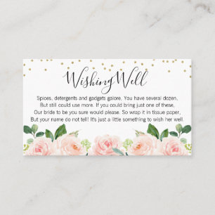 Blush Floral Wunschkarte Brautparty Visitenkarte