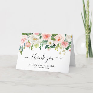Blush Florals Botanisches Brautparty Vielen Dank Dankeskarte