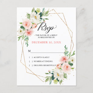 Blush Florals Gold Moderne geometrische Rahmen UAW Postkarte