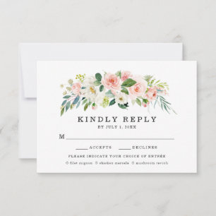 Blush Florals Hochzeits-Antwortkarte mit Essensa RSVP Karte