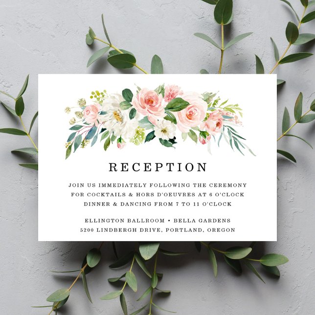 Blush Florals | Hochzeitsempfangskarte Einladung (Von Creator hochgeladen)