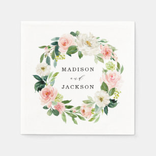 Blush Florals   Personalisierte Hochzeit Serviette