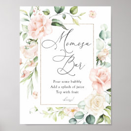 Blush Florals und Greenerity Momosa Bar Sign Poster