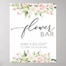 Blush Florals und Greenery Blume Bar Sign