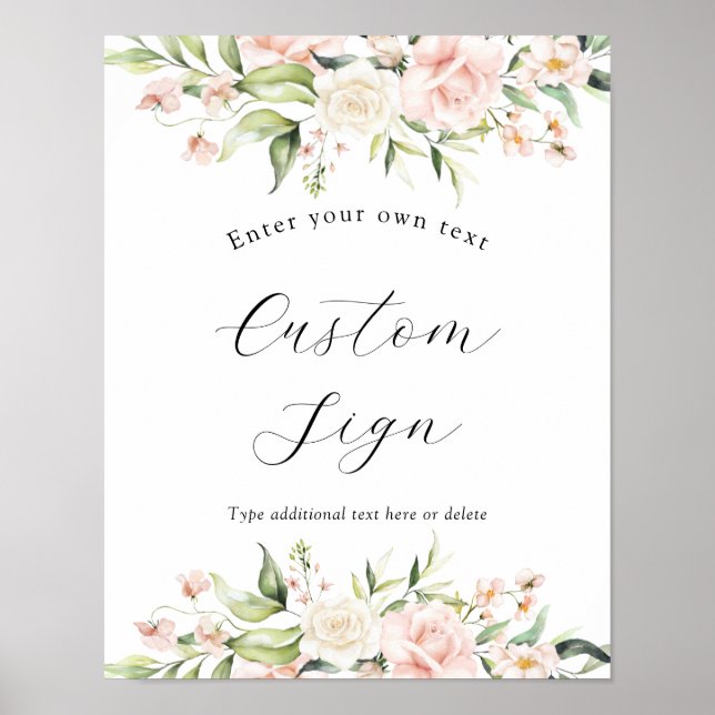 Blush Florals und Vliesstoff Textsymbol Poster (Vorne)