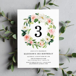 Blush Florals   Wreath Birthday Party Einladung